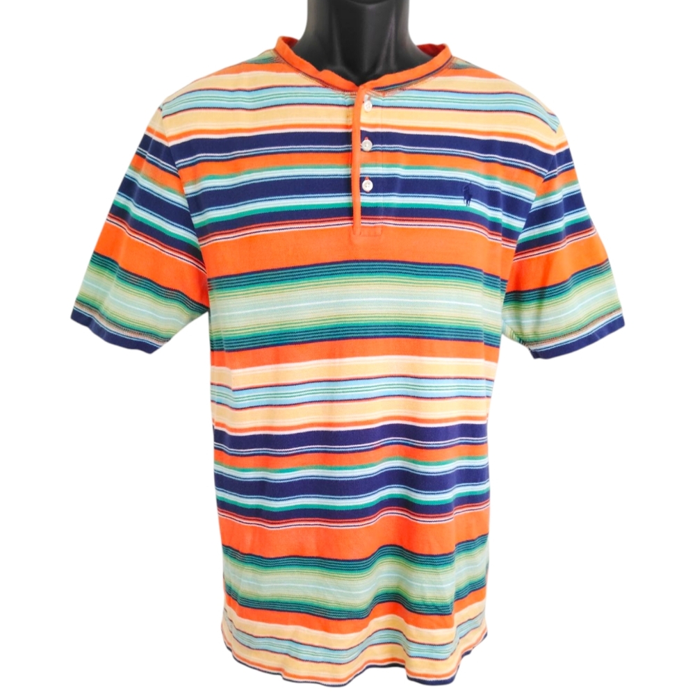 Polo By Ralph Lauren Striped Three Button Short Sleeve T-Shirt Sz XL